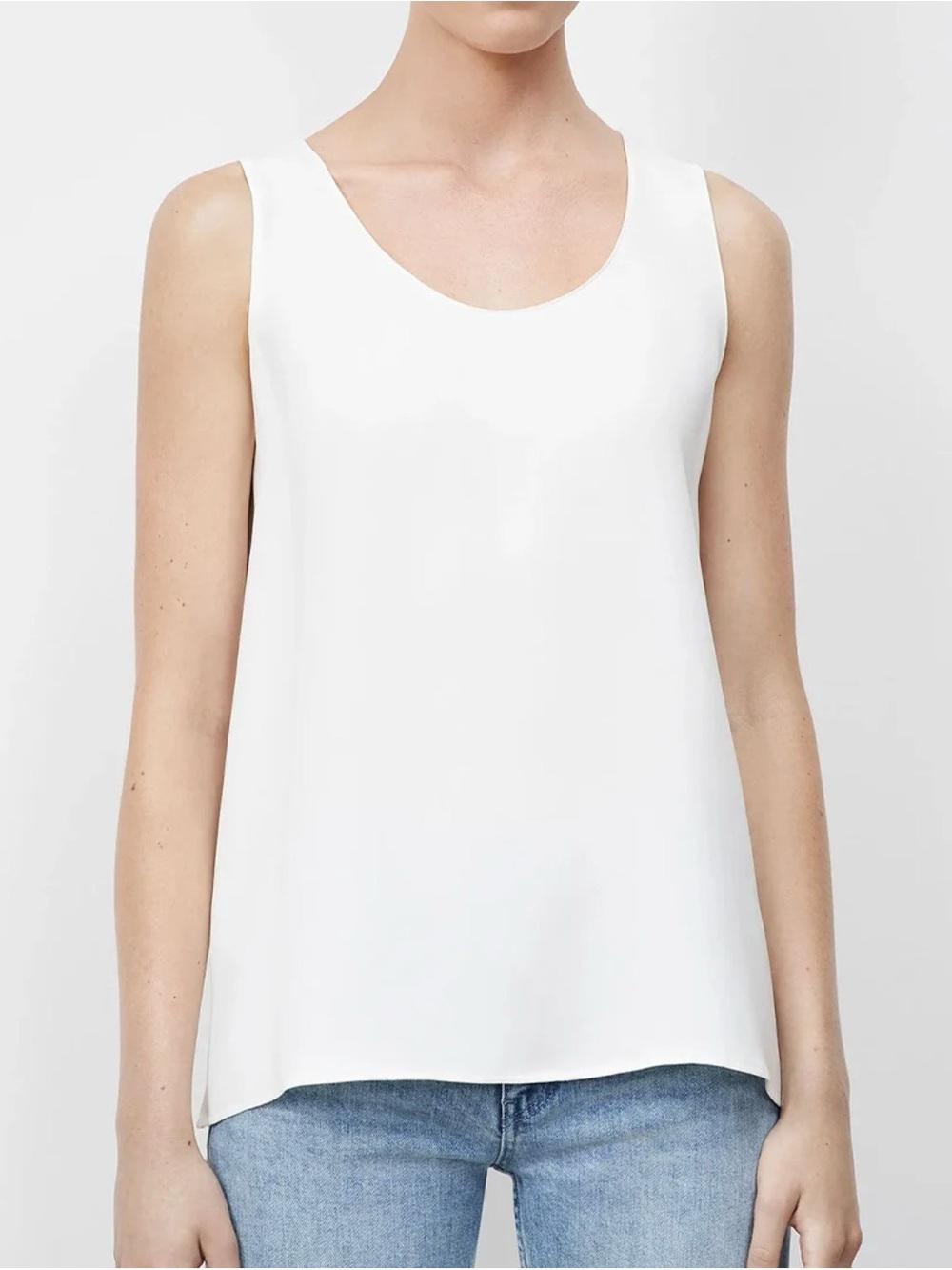 Lafayette 148 New York White Scoop Neck Silk Tank